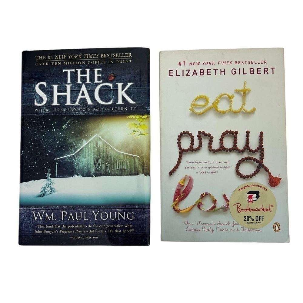 “The Shack” Wm. Paul Young/“Eat Pray Love” Elizabeth Gilbert Book/Novel Lot/2
